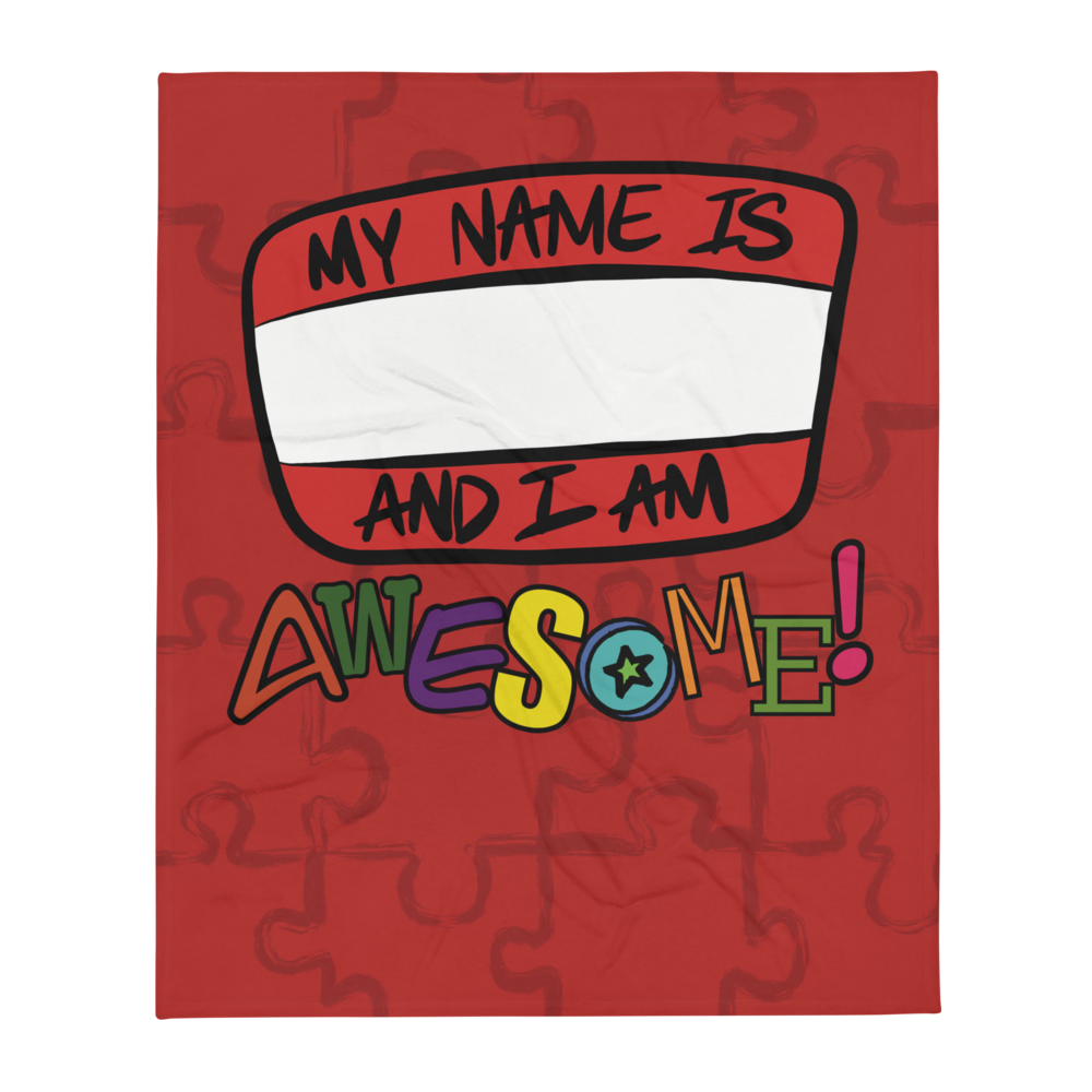 “I am Awesome!” Sticker Logo (Red) - Throw Blanket