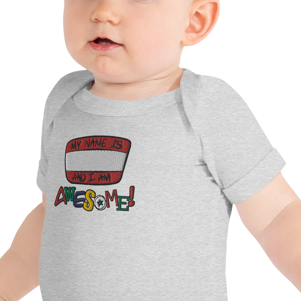 “I am Awesome!” Sticker Logo (Embroidered) - Baby short sleeve one piece