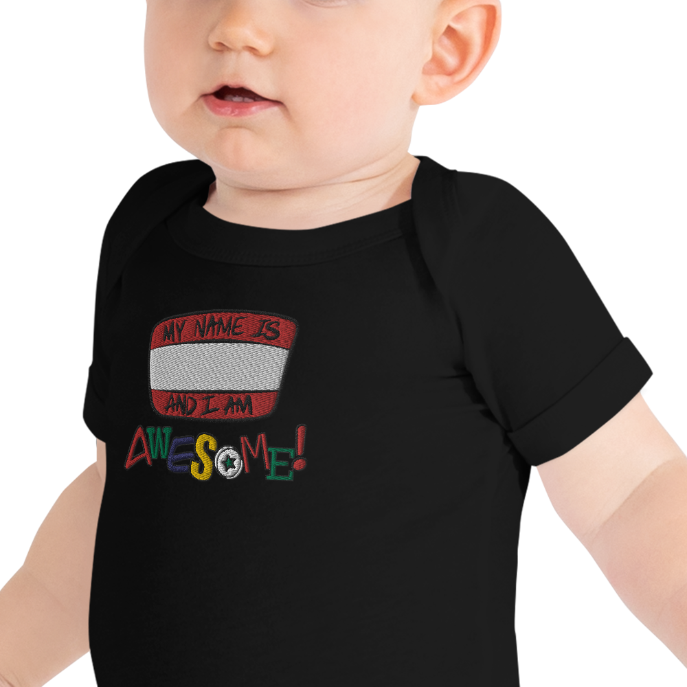 “I am Awesome!” Sticker Logo (Embroidered) - Baby short sleeve one piece