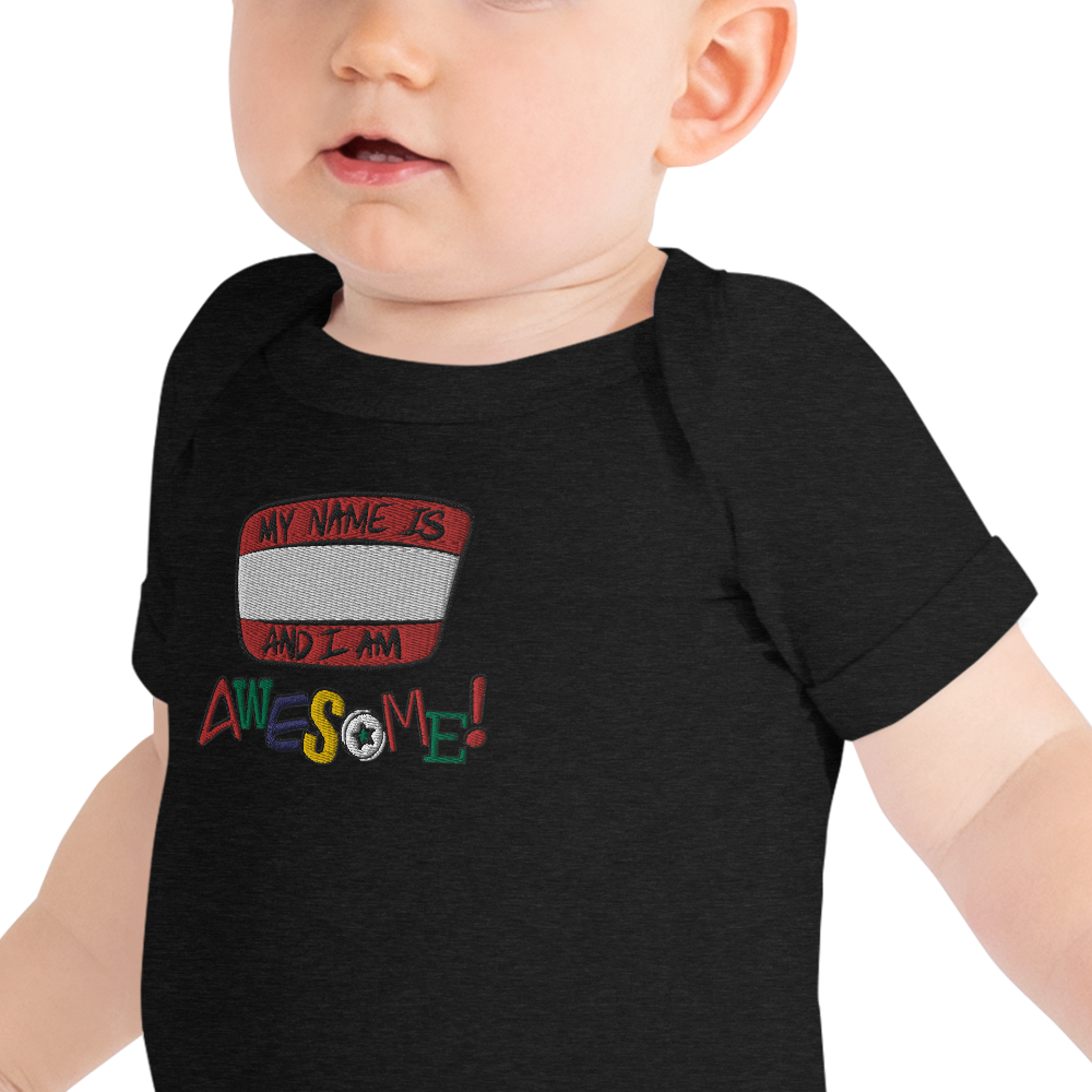 “I am Awesome!” Sticker Logo (Embroidered) - Baby short sleeve one piece