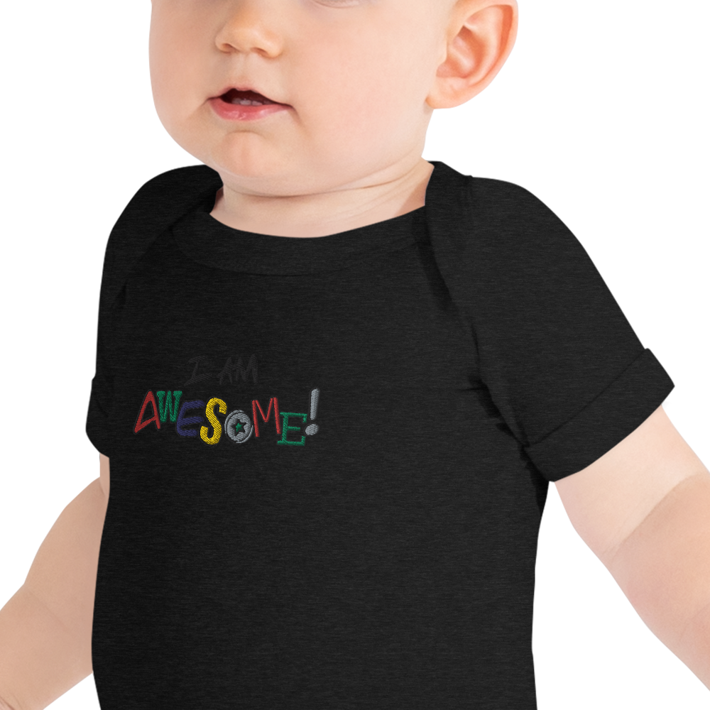 “I am Awesome!” (Embroidered) - Baby short sleeve one piece