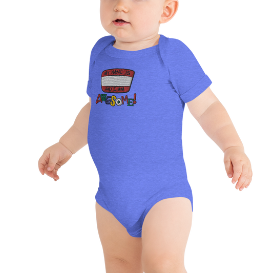 “I am Awesome!” Sticker Logo (Embroidered) - Baby short sleeve one piece