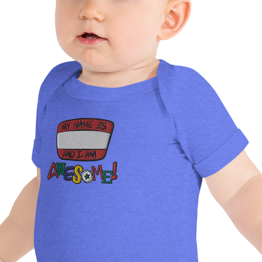 “I am Awesome!” Sticker Logo (Embroidered) - Baby short sleeve one piece