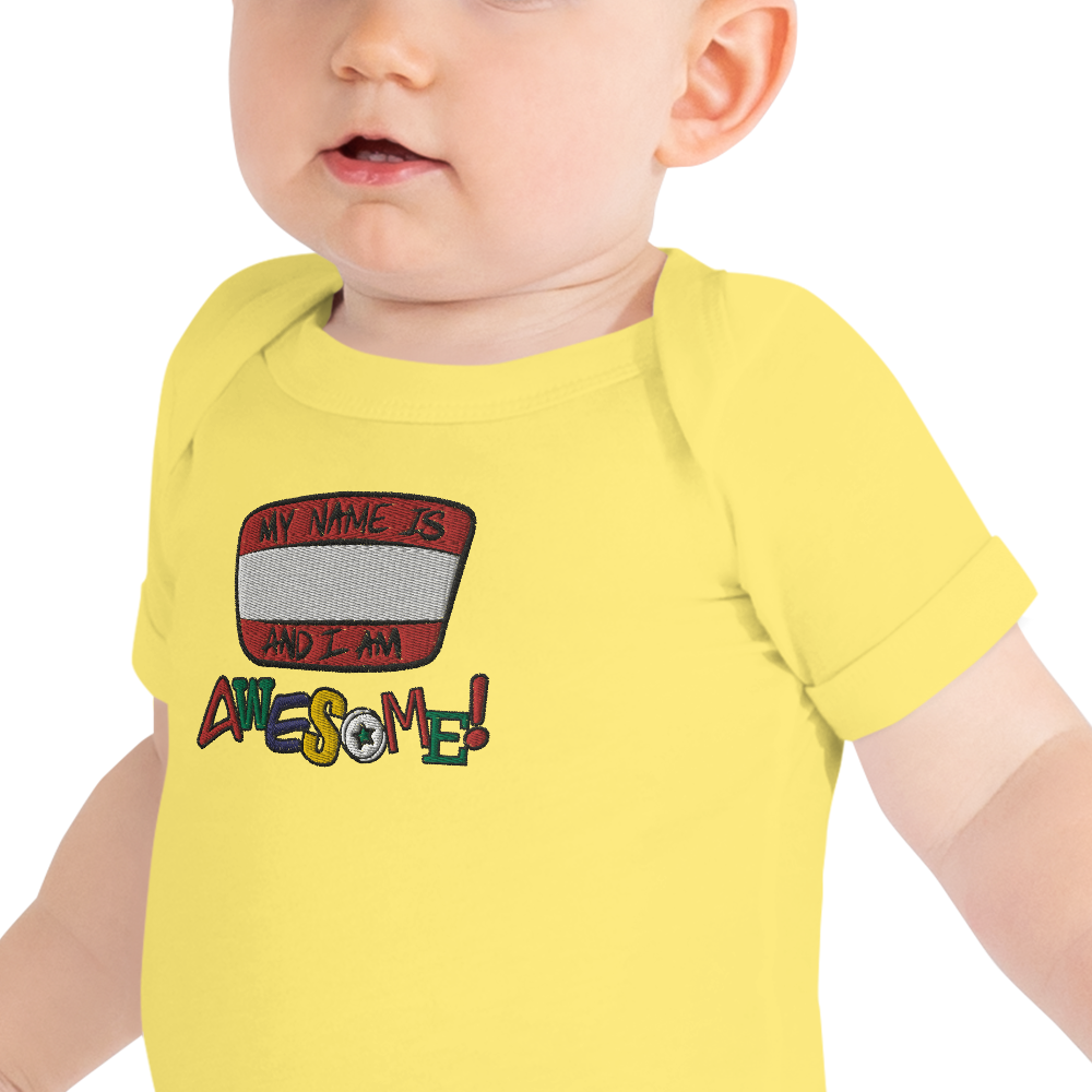 “I am Awesome!” Sticker Logo (Embroidered) - Baby short sleeve one piece