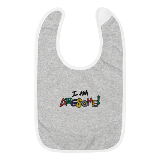 “I am Awesome!” Embroidered Baby Bib