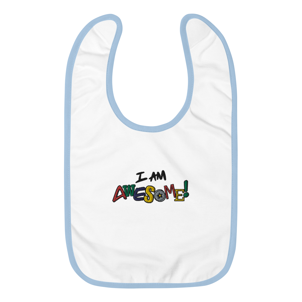 “I am Awesome!” Embroidered Baby Bib