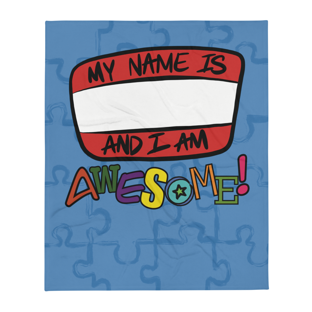 “I am Awesome!” Sticker Logo - Throw Blanket