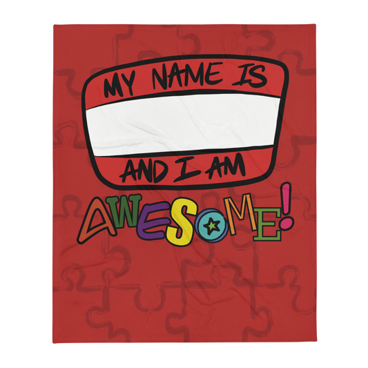 “I am Awesome!” Sticker Logo (Red) - Throw Blanket
