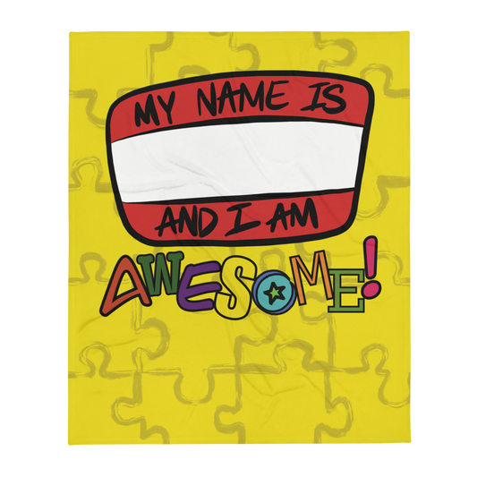 “I am Awesome!” Sticker Logo (Yellow) - Throw Blanket