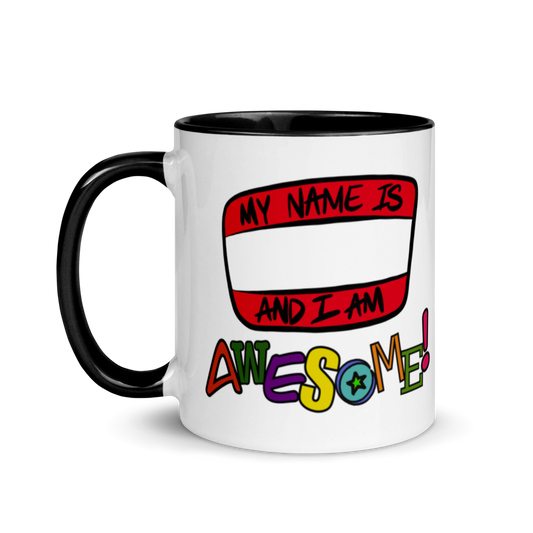 “I am Awesome!” Sticker Logo - Mug with Color Inside